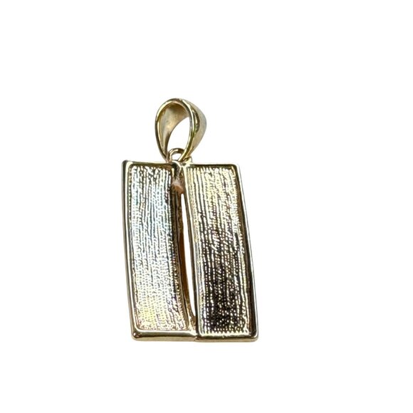 Modern Gold Textured Rectangle Pendant Geometric Design Unisex Minimalist - Picture 11 of 16